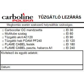   Ohňovzdorný štítok s uzáverom pre produkty CARBOLINE (20 ks)
