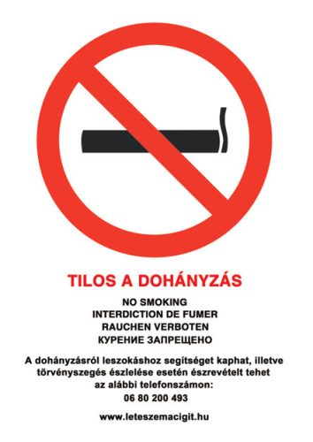 Zákaz fajčenia! Veľkosť A4, tabuľa z PVC