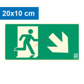   Ukazovateľ únikovej cesty vpravo dole (schody), podsvietená plastová značka 20x10 cm, hrúbka 0,7 mm - IMPLASER B150