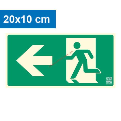 Úniková cesta vľavo, podsvietená plastová značka 20x10 cm, hrúbka 0,7 mm - IMPLASER B150