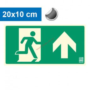   Ukazovateľ únikovej cesty hore (vpred), Podsvietená samolepiaca tabuľa 20x10 cm - IMPLASER B150