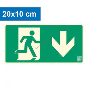   Úniková cesta dole, podsvietená plastová značka 20x10 cm, hrúbka 0,7 mm - IMPLASER B150