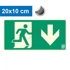   Úniková cesta dole, Podsvietená samolepiaca tabuľa 20x10 cm - IMPLASER B150