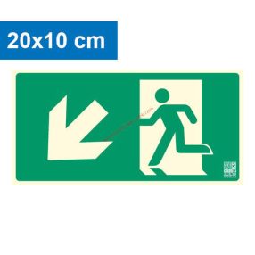   Signalizátor únikovej cesty vľavo dole (schody), plastová značka s dosvitom 20x10 cm, hrúbka 0,7 mm - IMPLASER B150