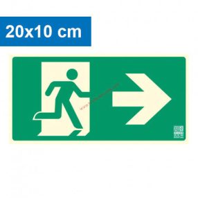   Úniková cesta vpravo, podsvietená plastová značka 20x10 cm, hrúbka 0,7 mm - IMPLASER B150