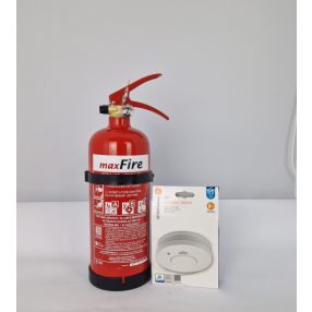  2 kg Maxfire práškový hasiaci prístroj ABC + Smartwares RM-250 detektor dymu (V AKCII)