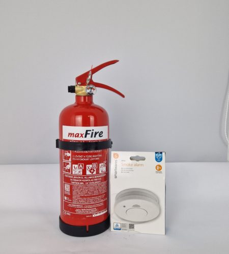 2 kg Maxfire práškový hasiaci prístroj ABC + Smartwares RM-250 detektor dymu (V AKCII)