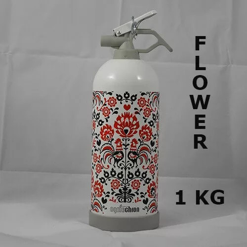 MAXFIRE FLOWER 1 kg ABC práškový hasiaci prístroj, práškový hasiaci prístroj 5A 34B C, s držiakom