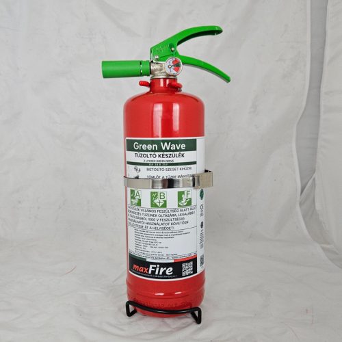 MAXFIRE Green 2 litrový penový hasiaci prístroj ABF 8A 34B 25F, na požiare oleja a tuku (bez fluóru)