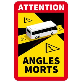   Nálepka Angles Morts – výstražná nálepka mŕtveho uhla, na autobus - francúzska, autobus - 3 ks