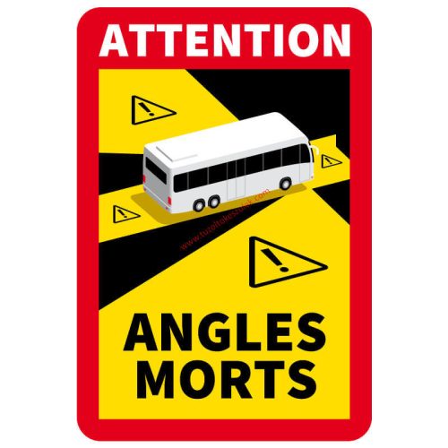 Nálepka Angles Morts – výstražná nálepka mŕtveho uhla, na autobus - francúzska, autobus - 3 ks